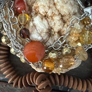 Elegant Silver and Gold Multi-Color Charm Bracelet